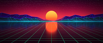 Minimalist Modern Outrun Sunset : , 3440X1440 Minimalist HD wallpaper