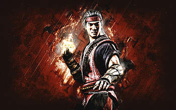 Liu Kang, Mortal Kombat Mobile, Liu Kang MK Mobile, Mortal Kombat, brown stone background, Mortal Kombat Mobile characters, grunge art, Liu Kang Mortal Kombat HD wallpaper