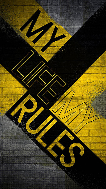 My rules, sayings, black, words, yellow, wood HD phone wallpaper