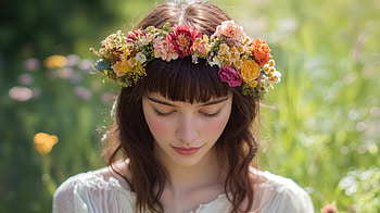Enchanting Woman in Floral Crown - Ultra, woman, flower crown, portrait HD wallpaper