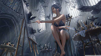 Fantasy Girl, girl, abstract, fantasy, drawing HD wallpaper