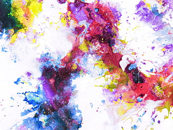 A colorful abstract watercolor painting featuring vibrant splashes of color in a dynamic composition. HD wallpaper