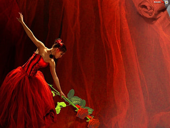 Ballerine with Red Roses, ballerine, people, roses, red HD wallpaper