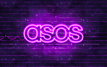 ASOS violet logo, , violet brickwall, ASOS logo, brands, ASOS neon logo, ASOS HD wallpaper