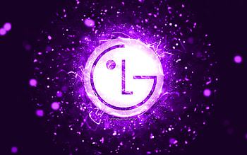 LG violet logo, , violet neon lights, creative, violet abstract background, LG logo, brands, LG HD wallpaper