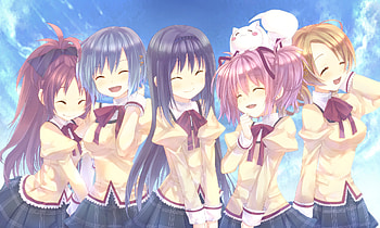 Best Friends Forever, mahou shoujo madoka magica, purple hair, cute, red hair, long hair, sakura kyouko, beauty, miki sayaka, kyuubee, tomoe mami, twintails, blonde hair, sexy, seifuku, tahya, hot, blue hair, akemi homura, beautiful, pink hair, anime girls, kaname madoka HD wallpaper