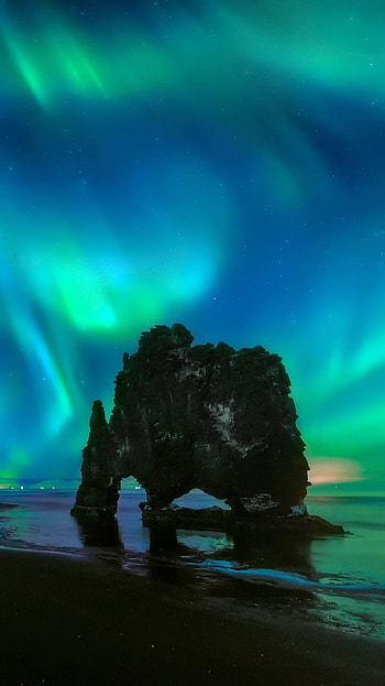 arch, night, nature, aurora borealis HD phone wallpaper