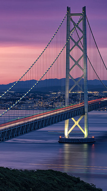 Akashi Kaikyo Bridge, background, Captivating , Architectural masterpiece HD phone wallpaper