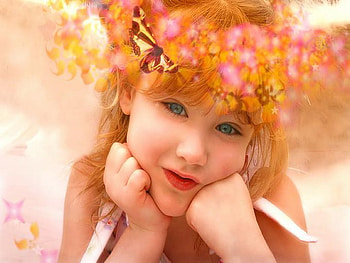 smile, kid, girl, wreath HD wallpaper