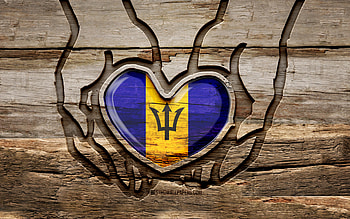 I love Barbados, , wooden carving hands, Day of Barbados, Flag of Barbados, Take care Barbados, creative, Barbados flag, Barbados flag in hand, wood carving, North American countries, Barbados HD wallpaper