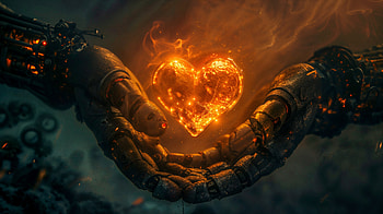 Heart of Steel - Ultra, robot, hand, heart HD wallpaper