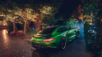 Green Mercedes AMG GT R Rear, mercedes-amg-gtr, mercedes, cars, 2018-cars HD wallpaper