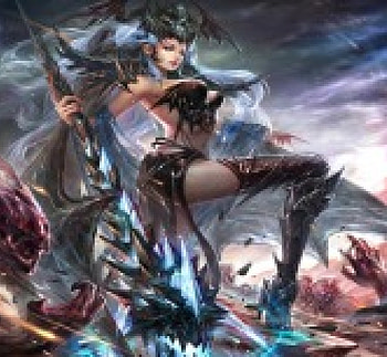 Legends of the Cryptids, blue, black, battlefield, long hair, abstract, warrior, female, sexy, art, grey, dark, armor, woman, fantasy, pretty, red, weapon, clouds, sky HD wallpaper