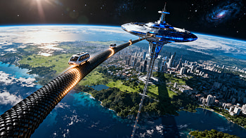 Orbital Ascent — Sci‑Fi Space Elevator, Sci Fi, Space Station, Earth HD wallpaper