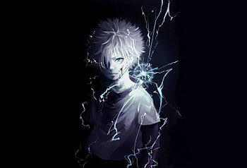 Killua , Anime character, Lightning abilities, Dark background HD wallpaper