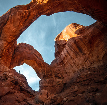 Nature, Rock, Miscellanea, Miscellaneous, Human, Person, Loneliness, Arch HD wallpaper