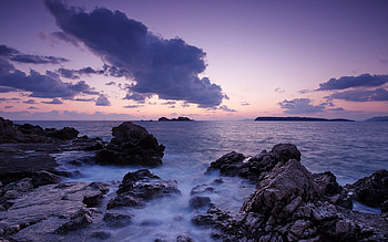 Winter seas, surf and rocks, sunset sea and rocks, sunset sea HD wallpaper