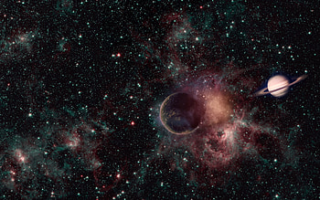 Saturn, planets, stars, nebula, NASA, sci-fi, galaxy HD wallpaper
