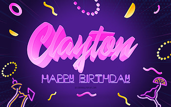 Happy Birtay Clayton, , Purple Party Background, Clayton, creative art, Happy Clayton birtay, Clayton name, Clayton Birtay, Birtay Party Background HD wallpaper