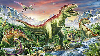 Cute dinosaurs, Colorful , Cartoonish creatures, Playful dinosaur HD wallpaper