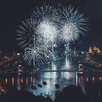 Holidays, Rivers, Night, Salute, City, Bridge HD phone wallpaper