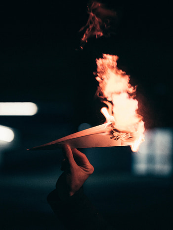Fire, Dark, Hand, Miscellanea, Miscellaneous, Paper Airplane, Paper Plane HD phone wallpaper