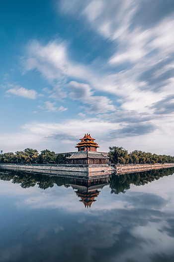 Nature, Water, Architecture, Bush, Pagoda, Temple HD phone wallpaper