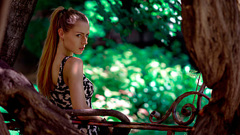 Long Hairs Pony Sitting Looking Back , girls, model HD wallpaper