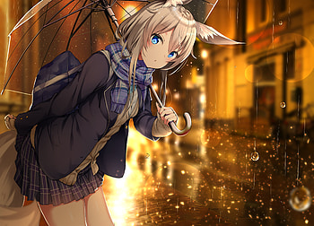 Anime Girl Umbrella Rain, anime-girl, anime, artist, artwork, digital-art, rain HD wallpaper