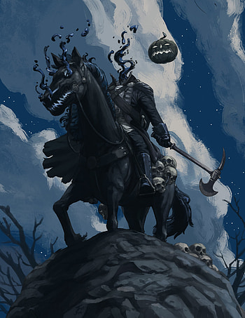 Headless Horseman, Halloween 2019, Artstation artwork, Nightmarish creature HD phone wallpaper