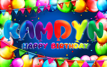 Happy Birtay Kamdyn, , colorful balloon frame, Kamdyn name, blue background, Kamdyn Happy Birtay, Kamdyn Birtay, popular american male names, Birtay concept, Kamdyn HD wallpaper