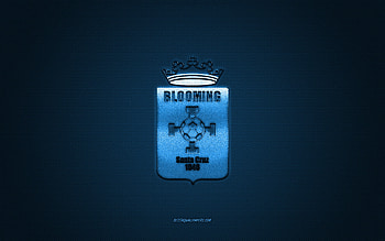 Club Blooming, Bolivia football club, blue logo, blue carbon fiber background, Bolivian Primera Division, football, Santa Cruz de la Sierra, Bolivia, Club Blooming logo HD wallpaper