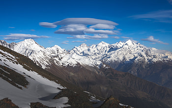 Nature, Sky, Mountains, Snow, Rocks, Vertex, Tops, Snow Covered, Snowbound HD wallpaper