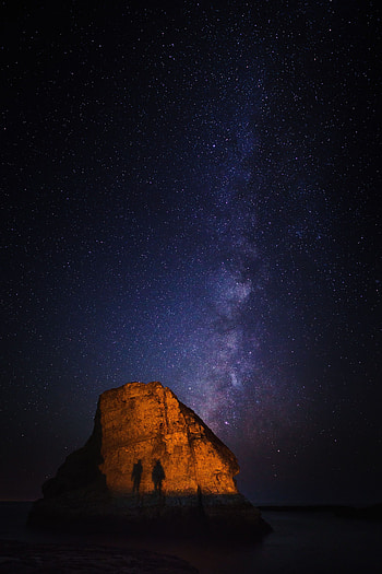 Nature, Usa, Rock, Starry Sky, Milky Way, United States, Shadows, Shark Fin Cove, Davenport HD phone wallpaper