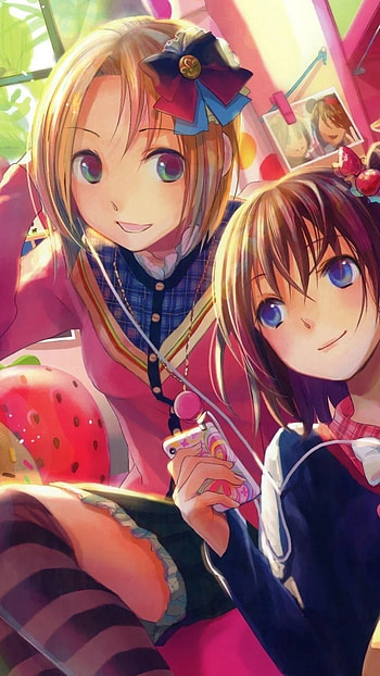 Anime Best Friends, Ear, listening HD phone wallpaper