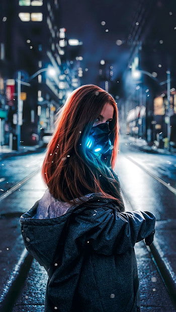 A Girl Wearing A Mask, hoodie, mask, woman, model HD phone wallpaper