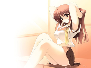 fixing hair, light , anime, brown hair, cute, girl, school uniform HD wallpaper