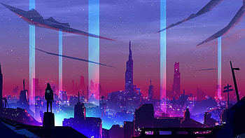 Neon City Snow Live, Neon Windows HD wallpaper