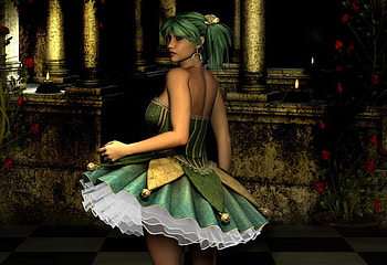 Woman, fantasy, 3d, green HD wallpaper