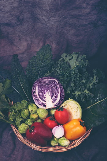 Colorful variety of fresh vegetables in a basket showcasing healthy eating. HD phone wallpaper