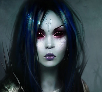 Mi'kaii, eyes, girl, dark HD wallpaper