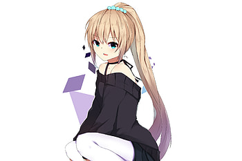 Blonde, anime girl, original, ponytail HD wallpaper