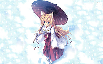 Cat girl with kimono - Anime - HD wallpaper