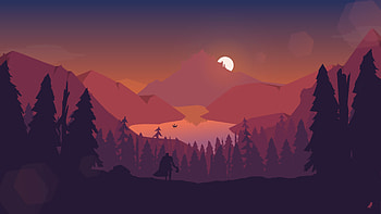 Lake Forest Mountains Illustration , lake, forest, mountains, illustration, artist, artwork, digital-art, minimalism, minimalist HD wallpaper