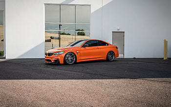 2022, BMW M3, F80, front view, exterior, orange coupe, orange M3, M3 F80 tuning, German cars, BMW HD wallpaper