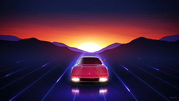 Ferrari Testarossa Synth Ride , ferrari, synthwave, vaporwave, cars, artist, artwork, digital-art, behance HD wallpaper