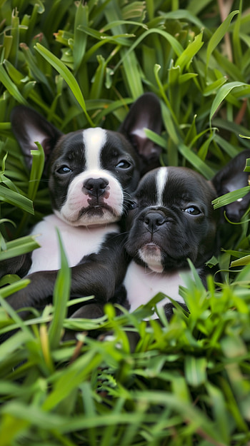 Cute Boston Terrier Puppies HD phone wallpaper