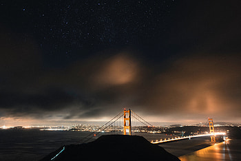 Nature, Clouds, Usa, Starry Sky, Night City, Bridge, United States, San Francisco HD wallpaper