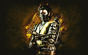 Takeda, Mortal Kombat Mobile, Takeda MK Mobile, Mortal Kombat, green stone background, Mortal Kombat Mobile characters, grunge art, Takeda Mortal Kombat HD wallpaper