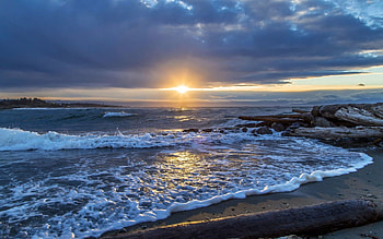 The coast, Pacific, Canada, the Pacific of Ocean, Kolvud, Colwood, sunrise, British Columbia, Dawn, Ocean, the British the Columbia HD wallpaper